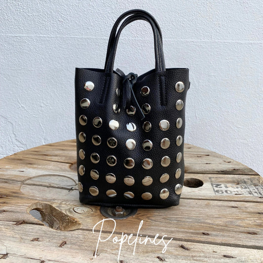Bolso piel tachuelas negro