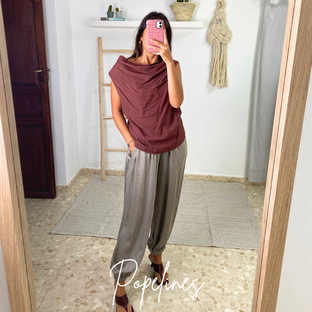 Pantalón bombacho topo