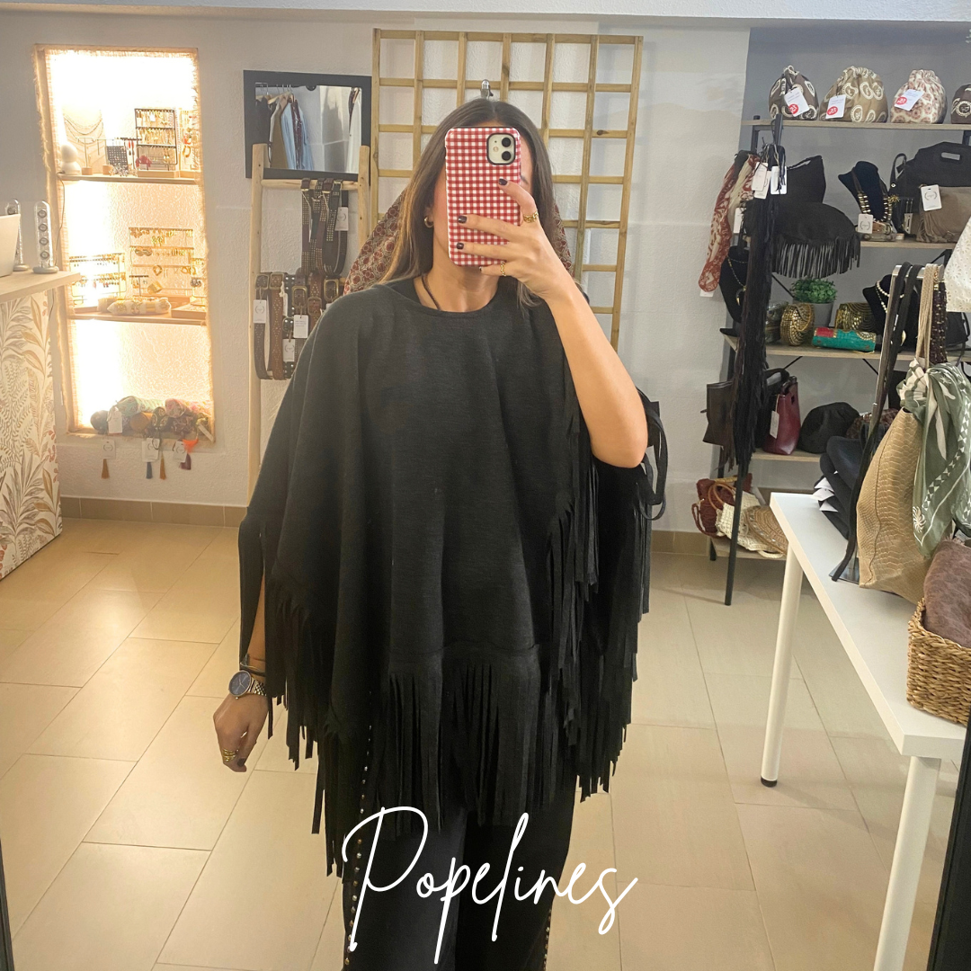 Poncho indio gris