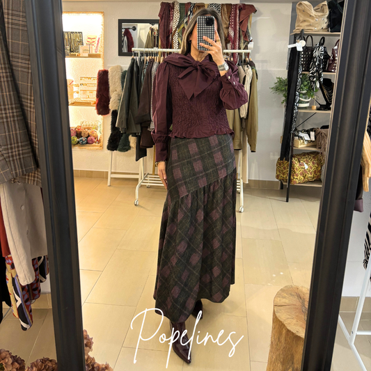 Falda Lola estampado cuadros malva