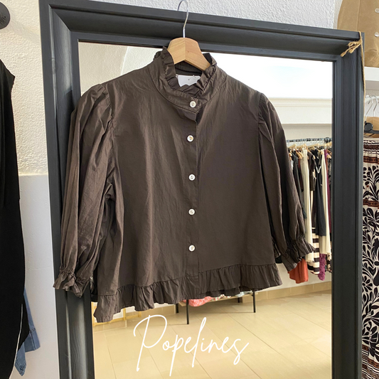 Blusa basic volante chocolate