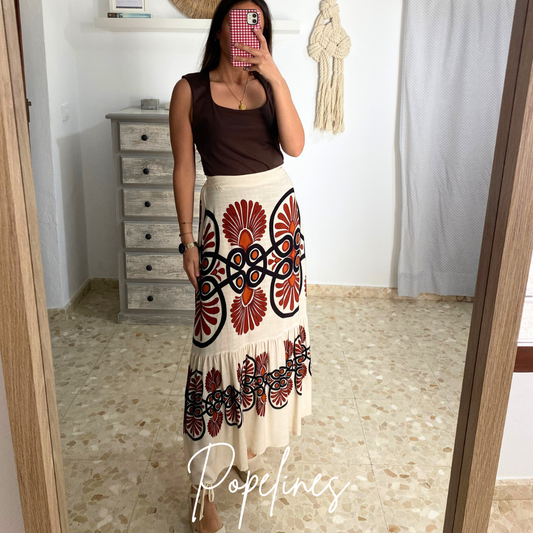 Falda mosaico beige