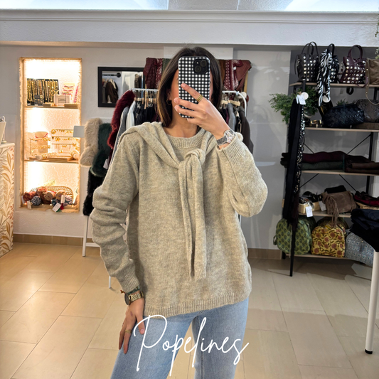 Jersey detalle nudo beige