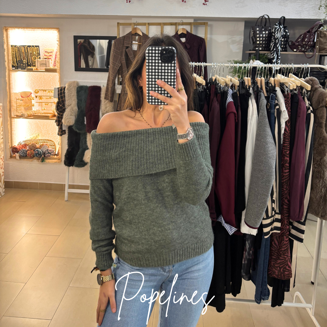 Jersey hombros descubiertos verde