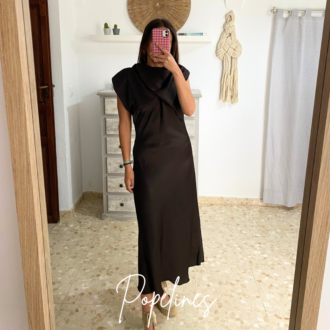 Vestido satinado chocolate