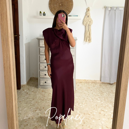 Vestido satinado vino