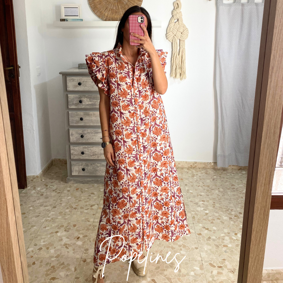 Vestido floral hueso