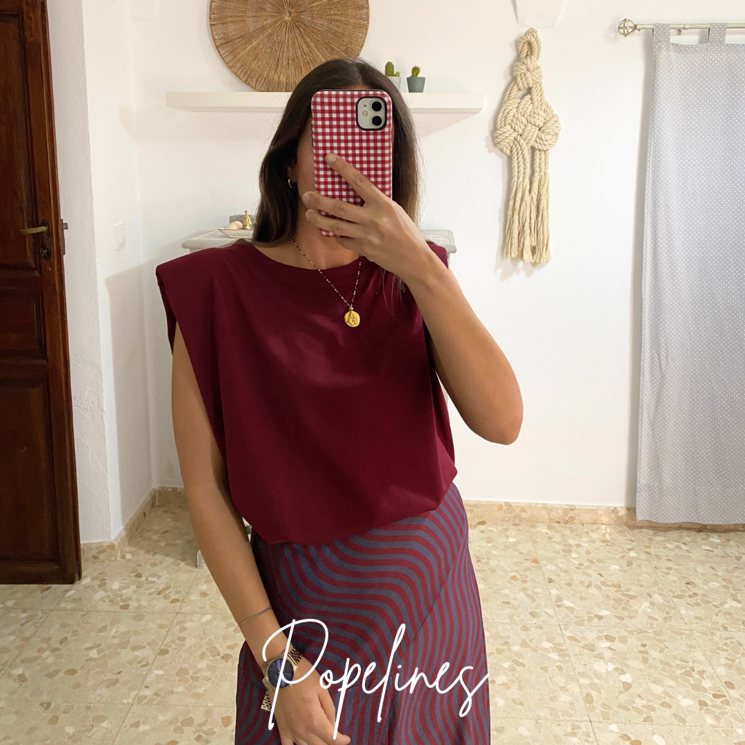 Camiseta hombrera vino