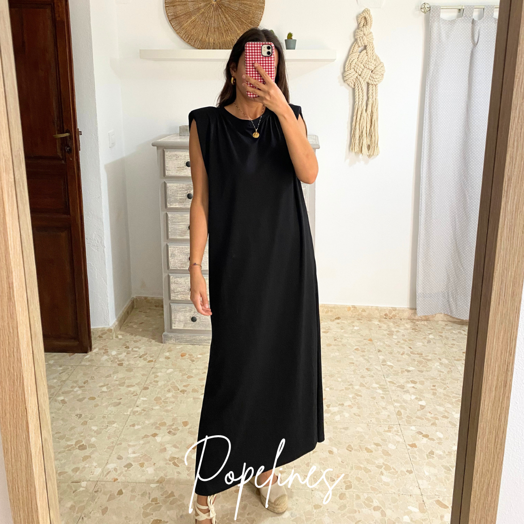 Vestido hombrera negro