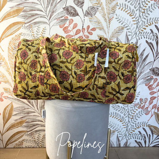 Bolso de viaje estampado mostaza