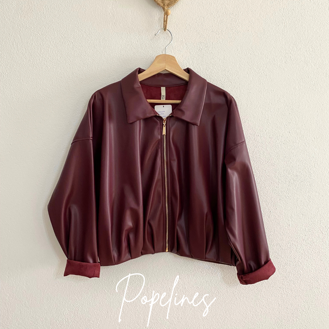 Chaqueta polipiel granate