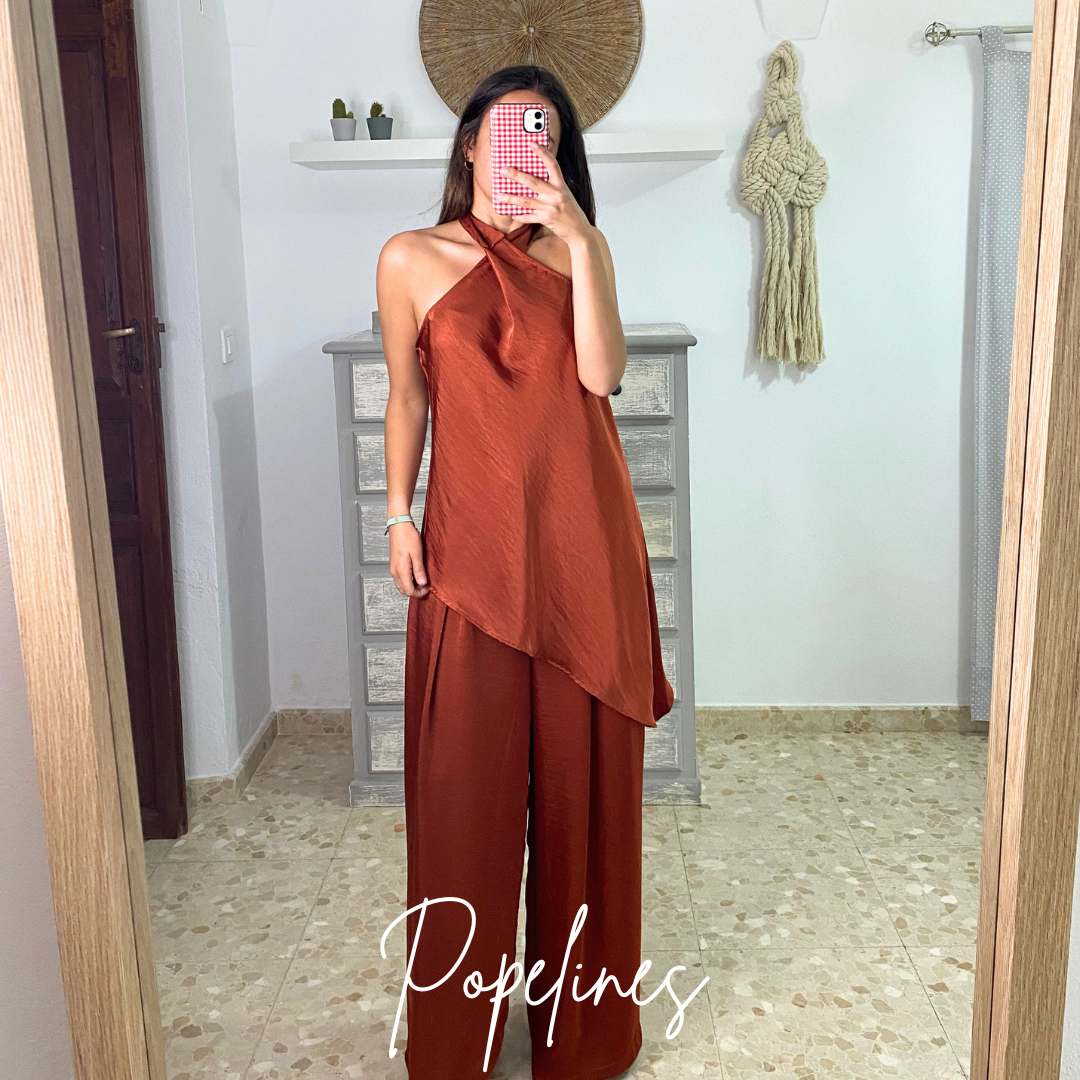 Conjunto Paula satinado teja