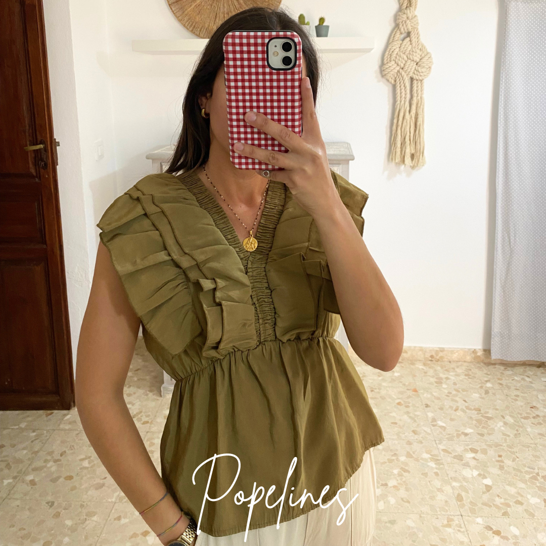 Blusa doble volante ocre