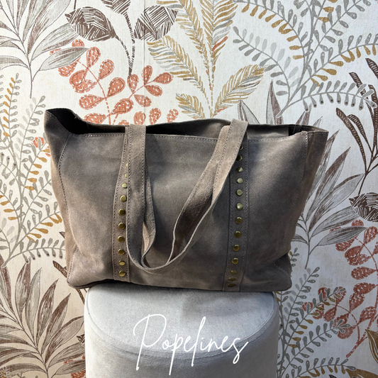 Bolso grande piel tachuela topo