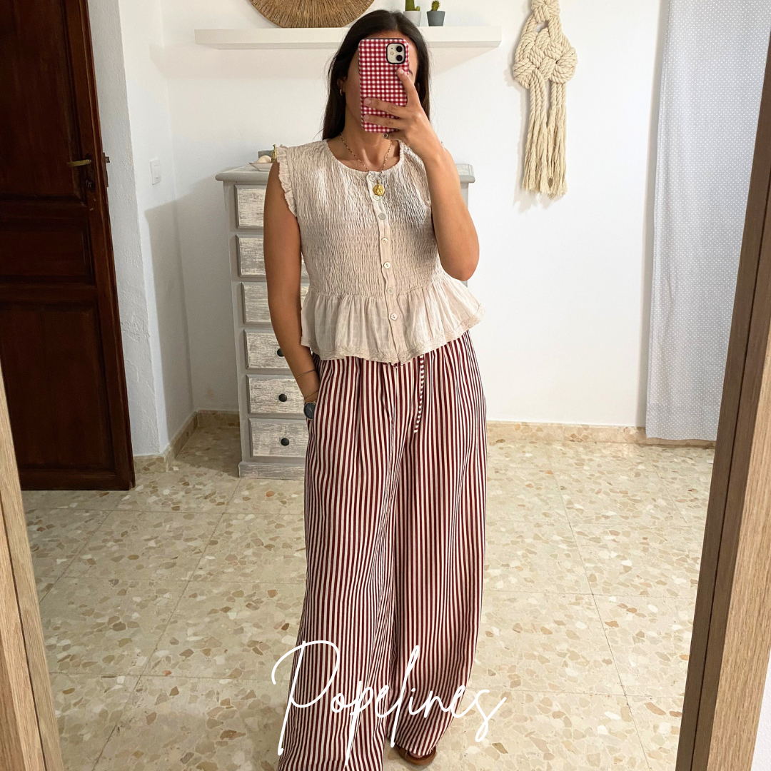 Pantalón listas teja