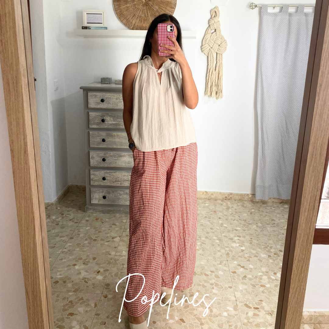 Pantalón vichy teja