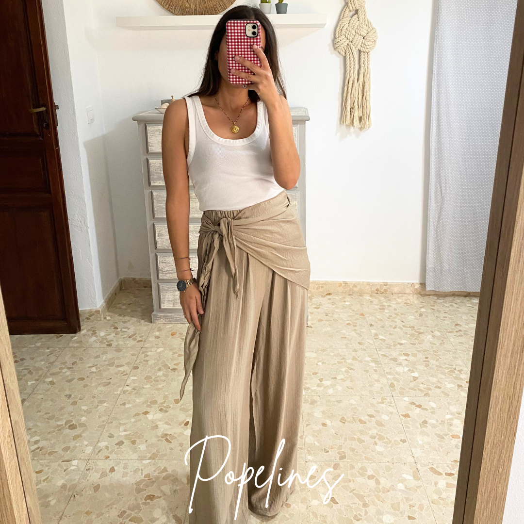 Pantalón pañuelo topo