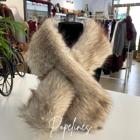 Cuello pelo mezcla beige