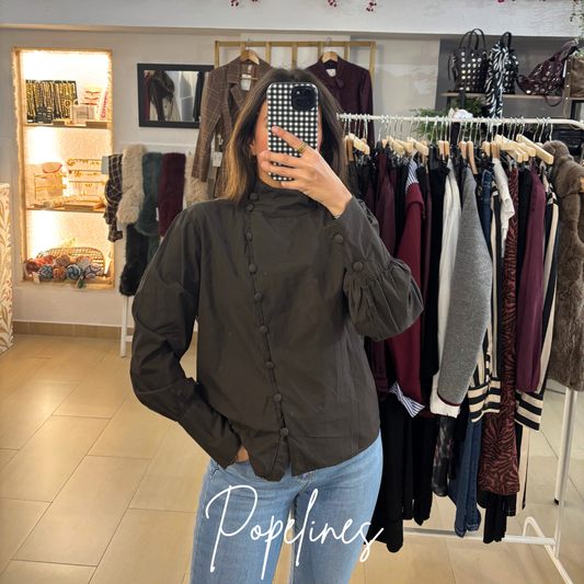Blusa botón forrado chocolate