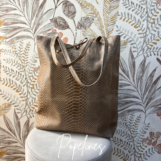 Bolso piel coco topo