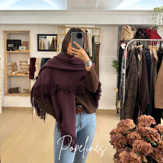 Capa lana flecos chocolate