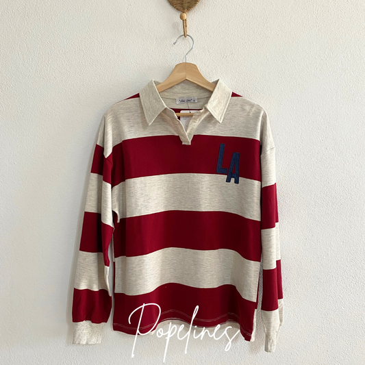 Polera listas gris/granate