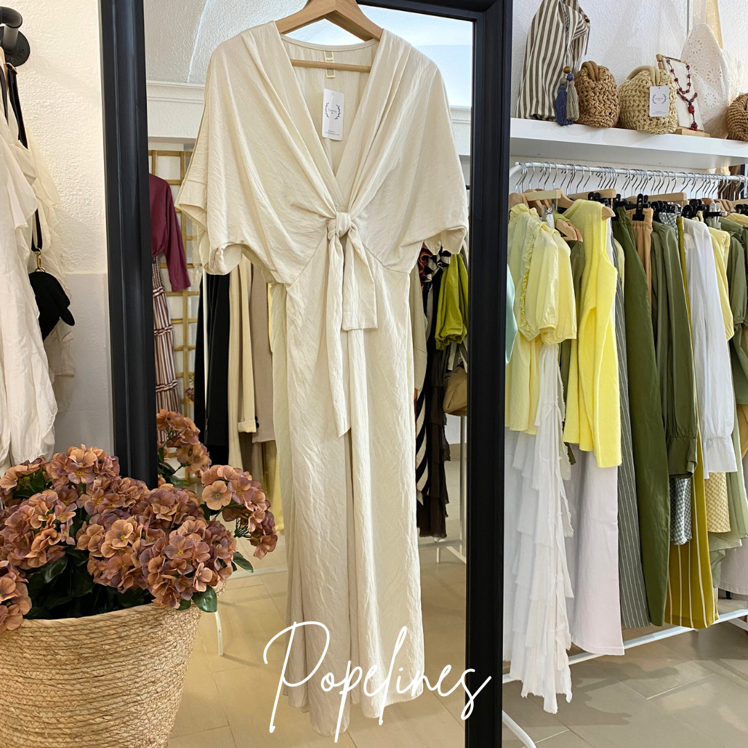 Vestido nudo beige