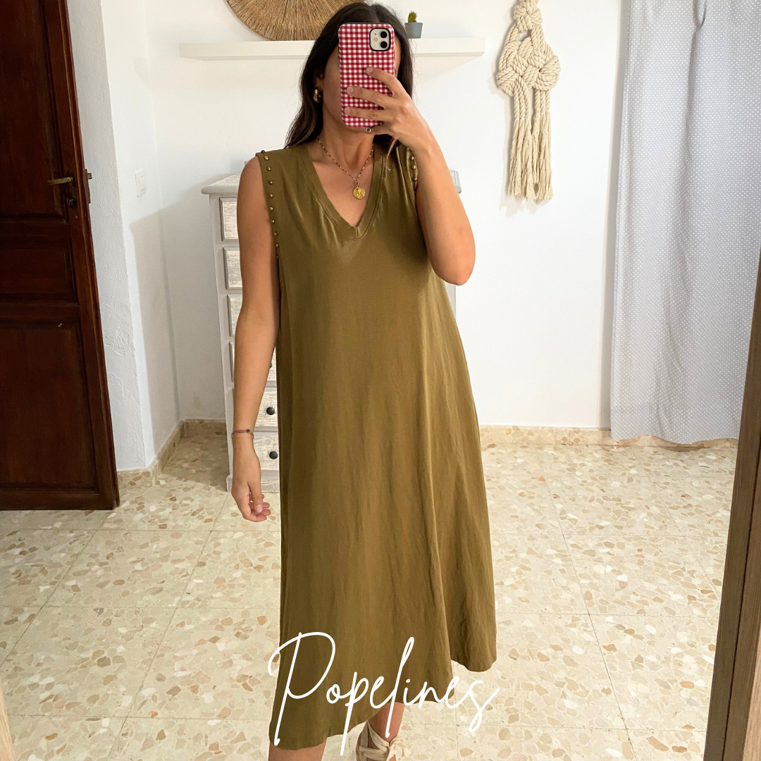 Vestido Tachuela ocre