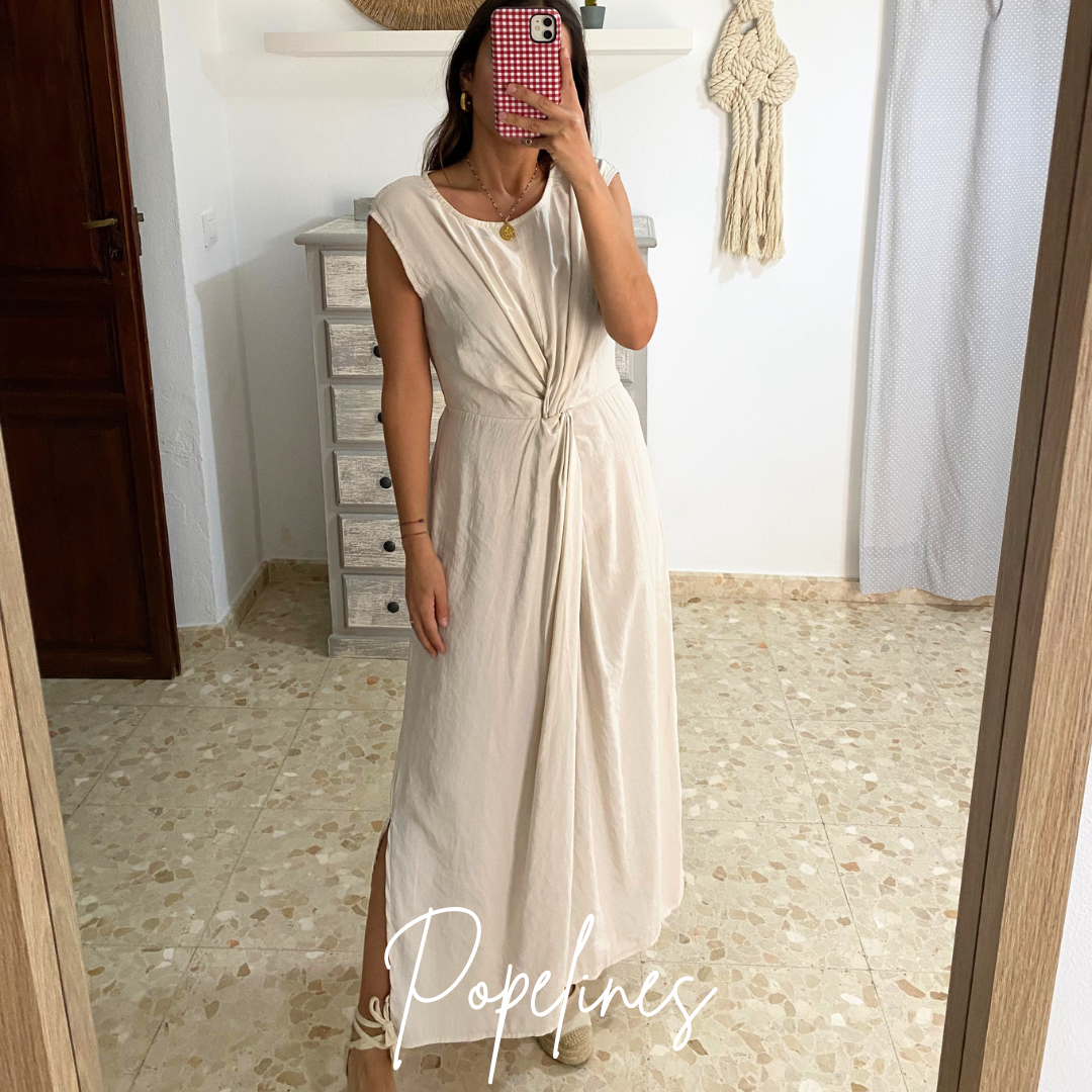 Vestido nudo beige