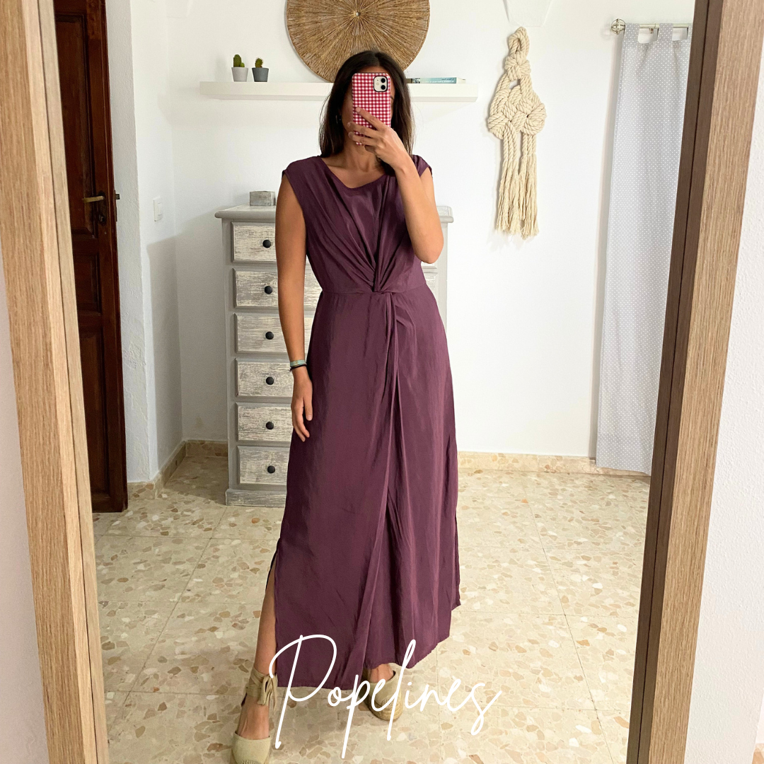 Vestido nudo berenjena