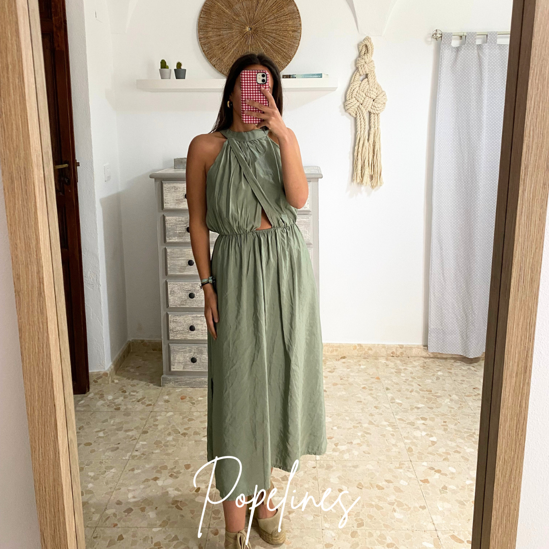 Vestido escote cruzado verde