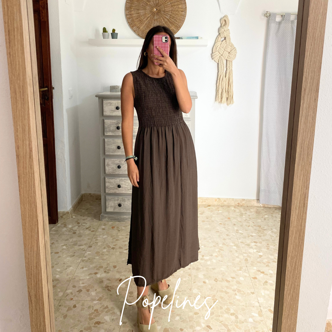 Vestido nido abeja chocolate