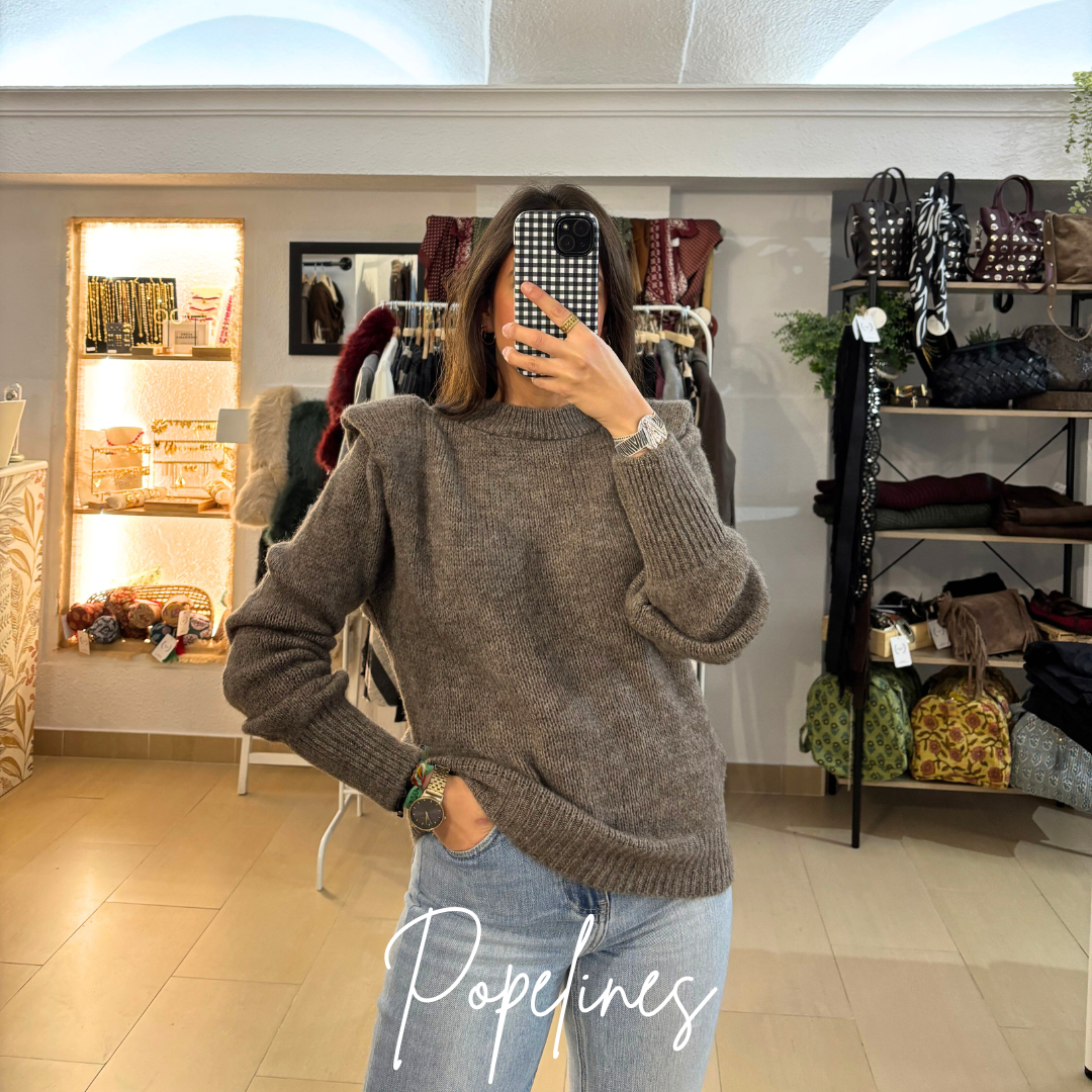 Jersey hombrera punto gordo topo