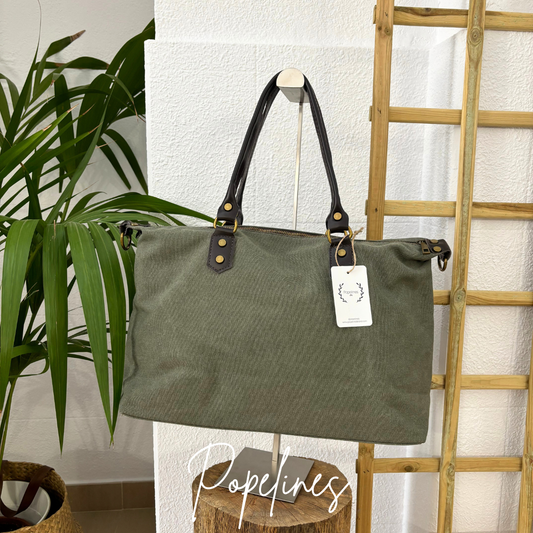 Bolso loneta verde.