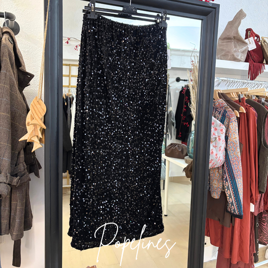 Falda terciopelo/lentejuelas negra