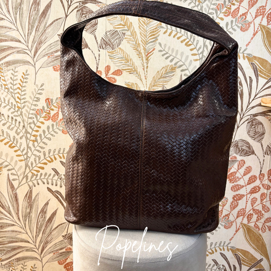 Bolso trenzado chocolate grande