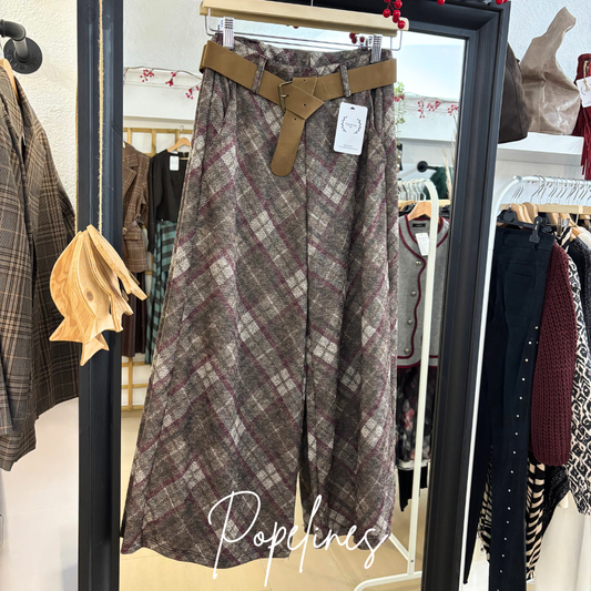 Pantalón cuadro granate