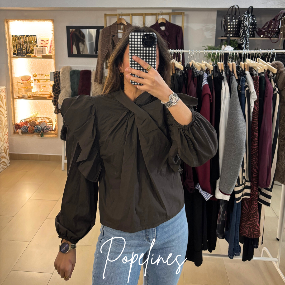 Blusa cruce volante chocolate