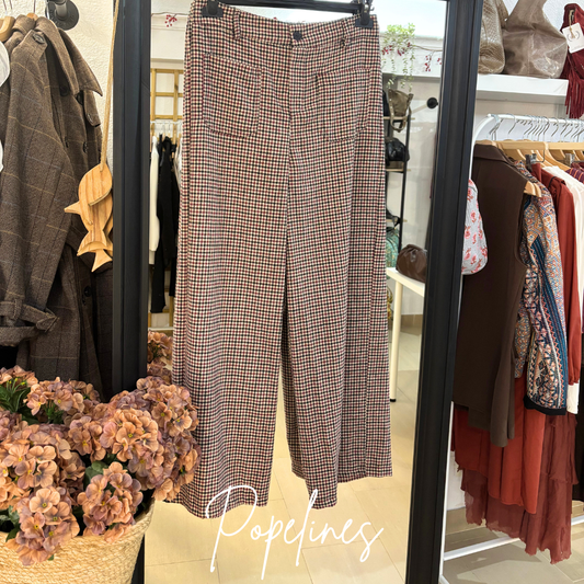 Pantalón cuadro granate