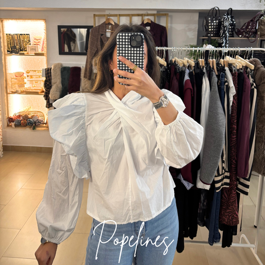 Blusa cruce volante blanca