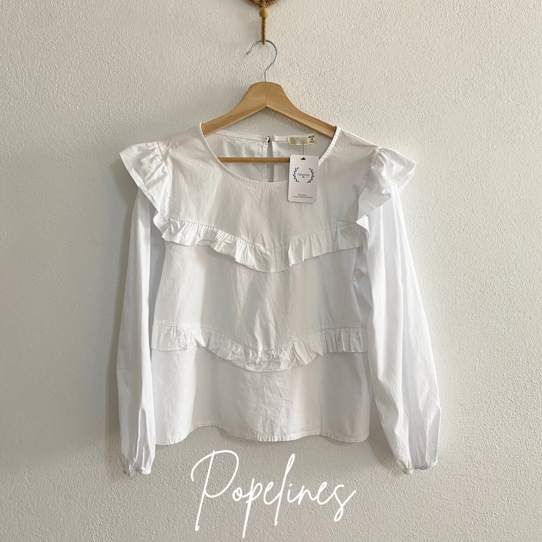 Blusa doble volante blanca