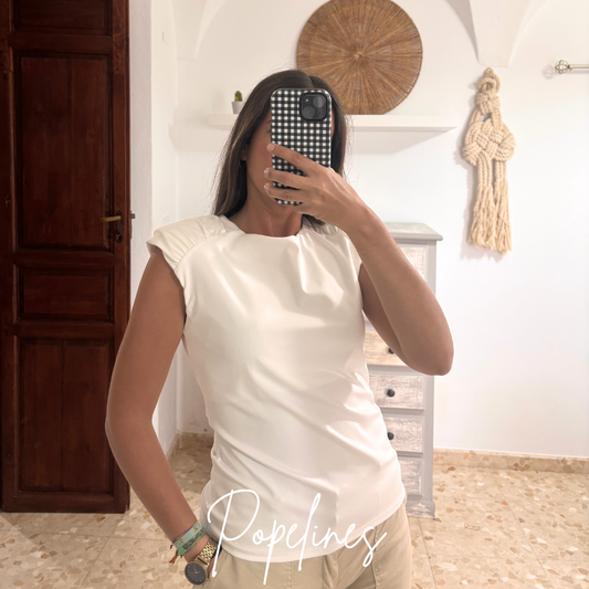 Top basic frunce blanco