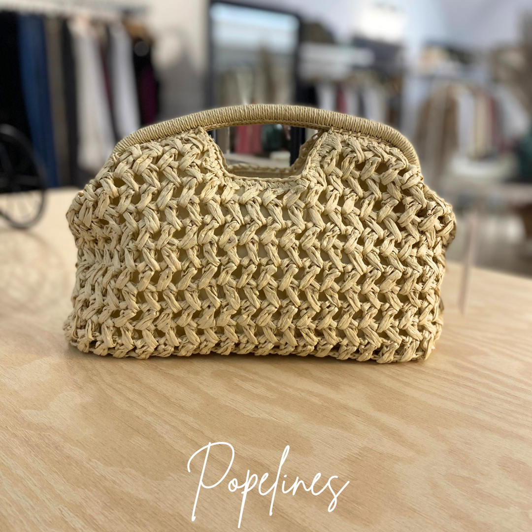 Bolso rafia asa beige