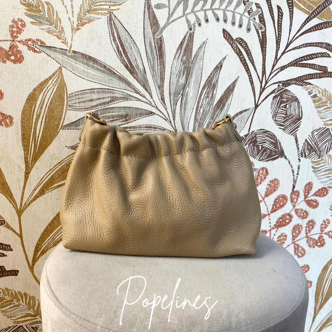 Bolso frunces beige