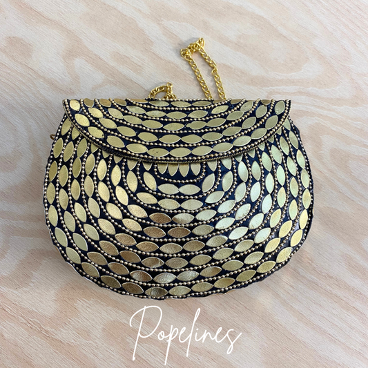 Bolso latón hojas