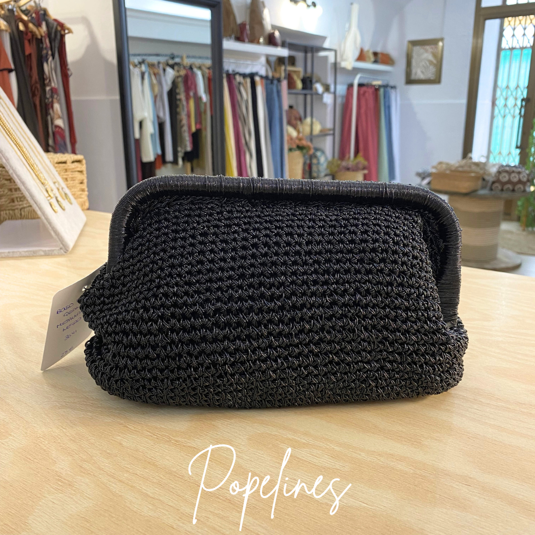 Bolso Rocío grande metalizado negro