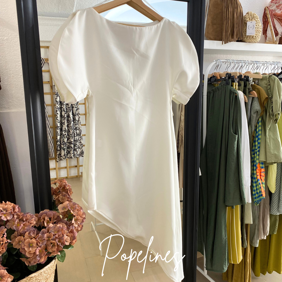 Vestido manga farol blanco