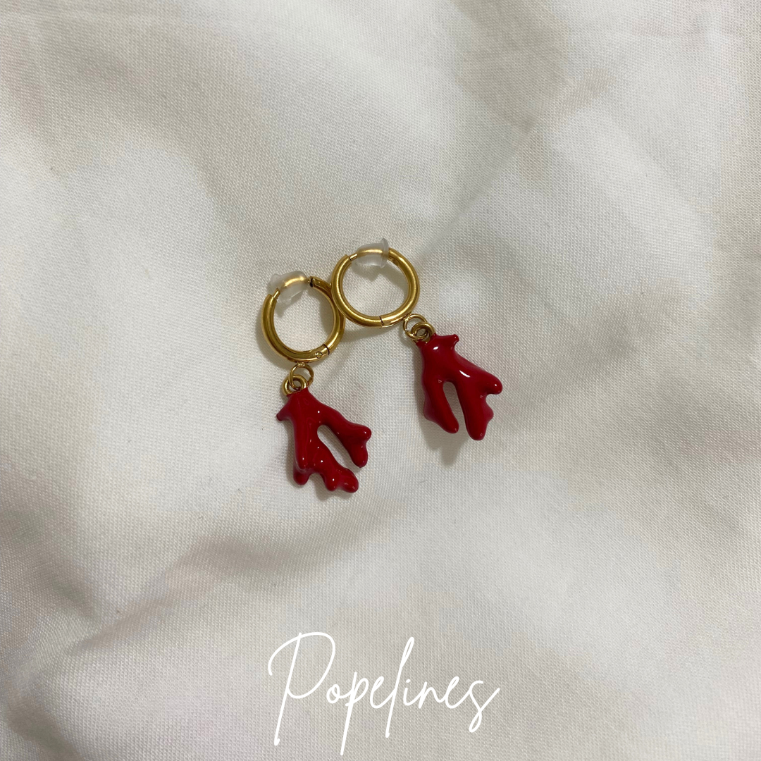Aritos mini corales rojo