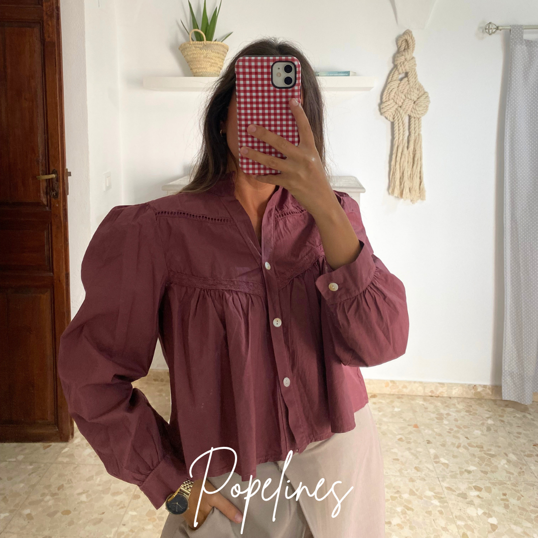Blusa detalle puntilla vino