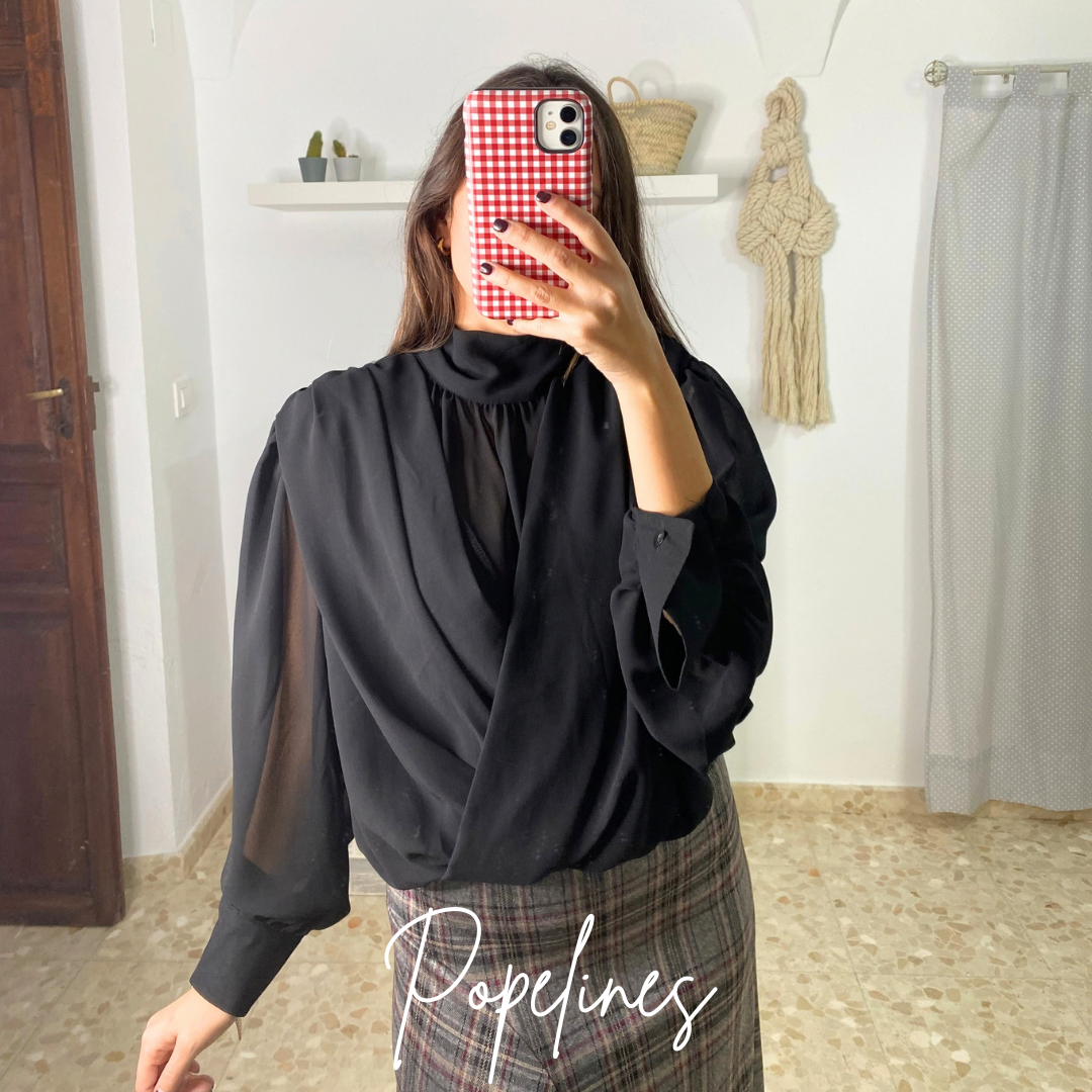 Blusa gasa lazada negra